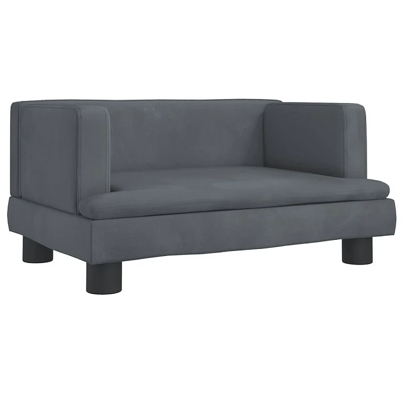 Vaikiška sofa, tamsiai pilkos spalvos, 60x40x30cm, aksomas Vaikiška sofa, tamsiai pilkos spalvos, 60x40x30cm, aksomas