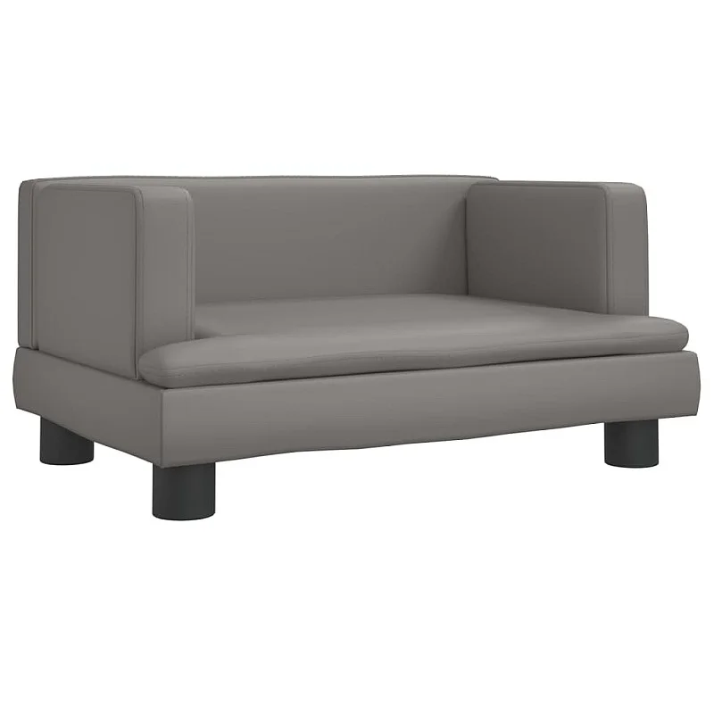Vaikiška sofa, pilkos spalvos, 60x40x30cm, dirbtinė oda Vaikiška sofa, pilkos spalvos, 60x40x30cm, dirbtinė oda