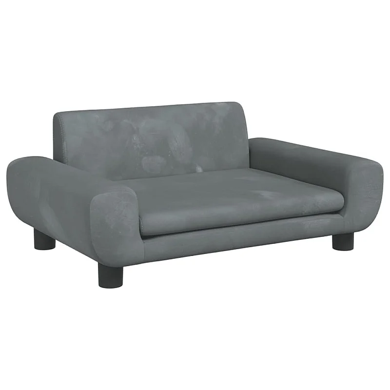 Vaikiška sofa, tamsiai pilkos spalvos, 70x45x33cm, aksomas Vaikiška sofa, tamsiai pilkos spalvos, 70x45x33cm, aksomas