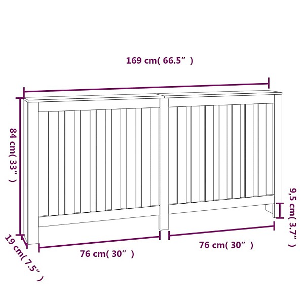 radiatora pārsegs, 169x19x84 cm, priedes masīvkoks