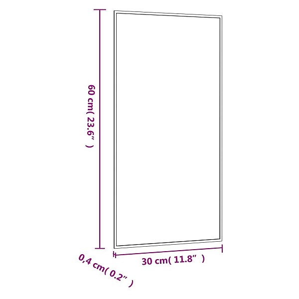 sienas spogulis, 30x60 cm, stikls, taisnstūra