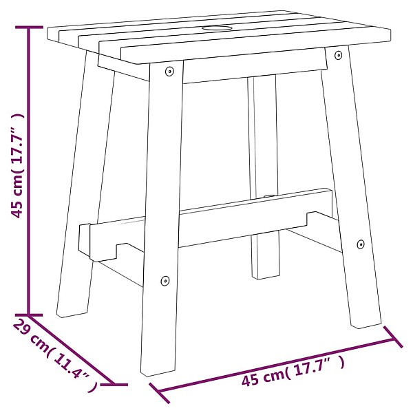 taburete, 45x29x45 cm, taisnstūra forma, akācijas masīvkoks