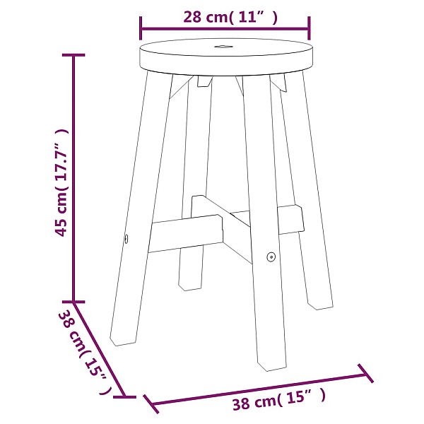 taburete, 38x38x45 cm, apaļa, akācijas masīvkoks