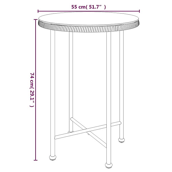 ēdamgalds, Ø55 cm, rūdīts stikls un tērauds