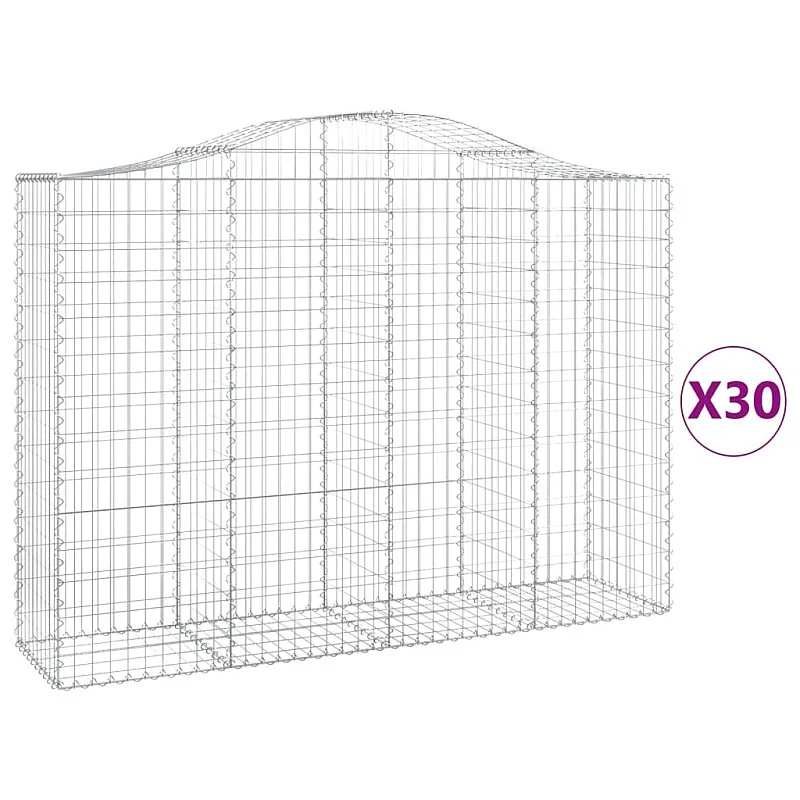 Išlenkti gabiono krepšiai, 30 vnt., 200x50x140/160cm, geležis