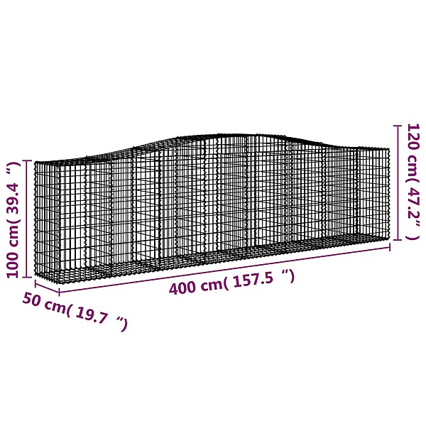 arkveida gabiona grozi, 15gb., 400x50x100/120cm, cinkota dzelzs