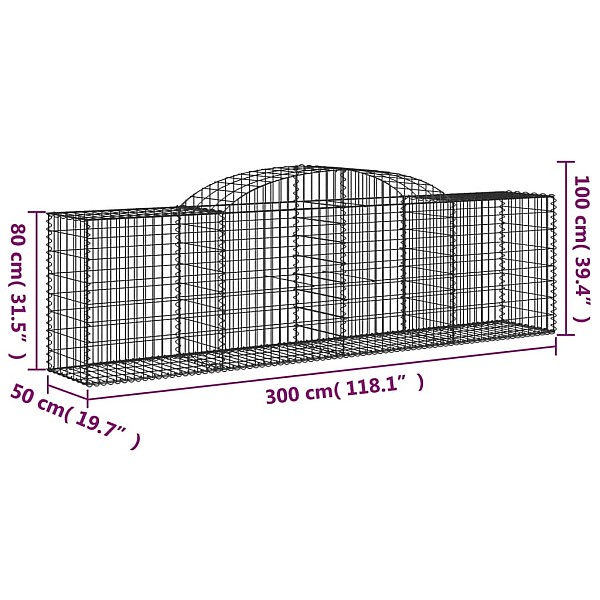 arkveida gabiona grozi, 17 gb., 300x50x80/80 cm, cinkota dzelzs