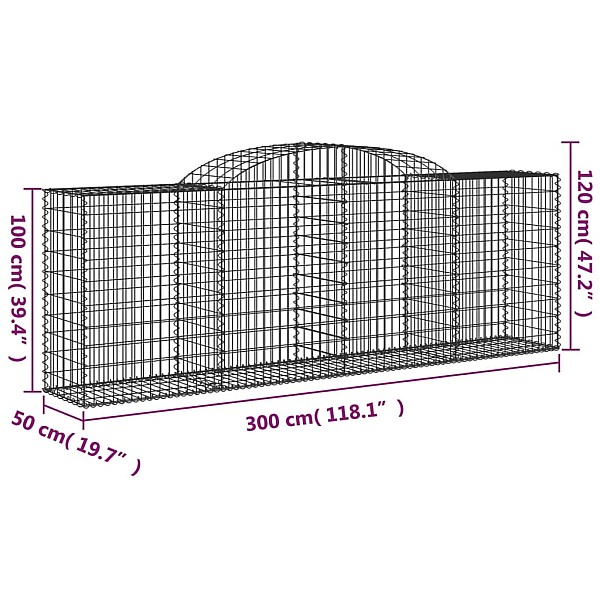 arkveida gabiona grozi, 15gb., 300x50x100/120cm, cinkota dzelzs