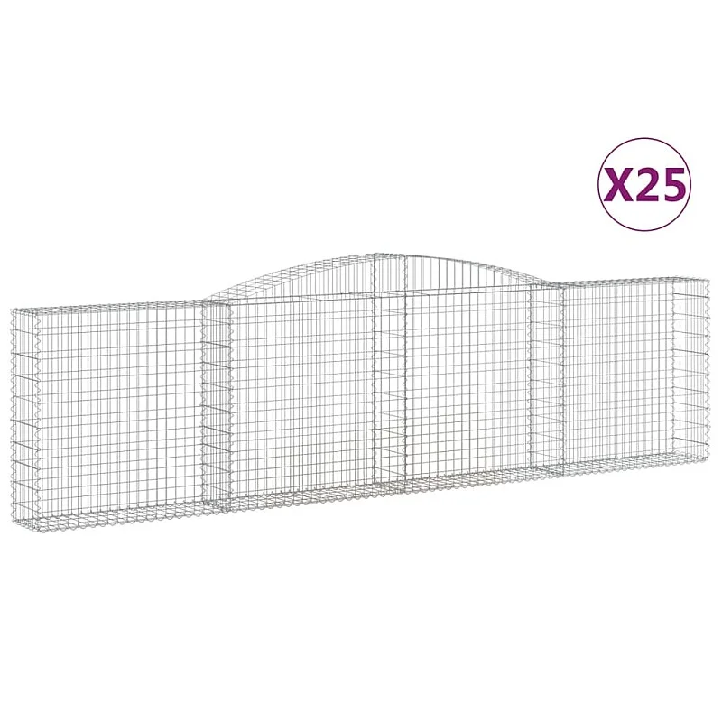 Išlenkti gabiono krepšiai, 25vnt., 400x30x100/120cm, geležis