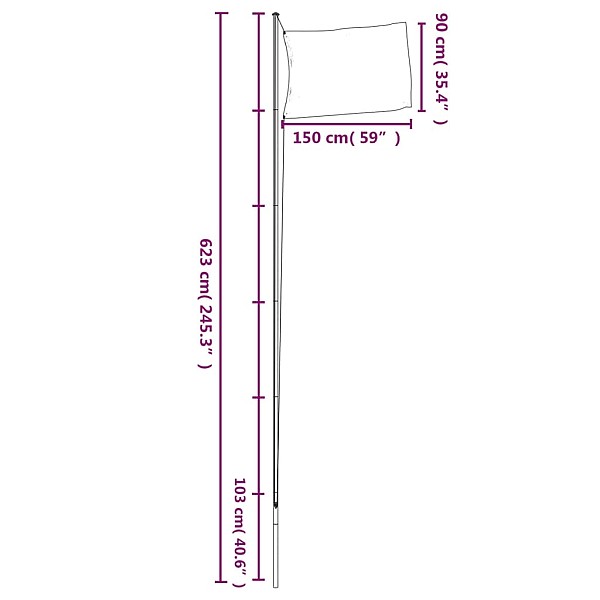 Dānijas karogs un masts, 6,23 m, alumīnijs