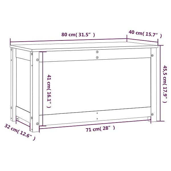 uzglabāšanas kaste, pelēka, 80x40x45,5 cm, priedes masīvkoks