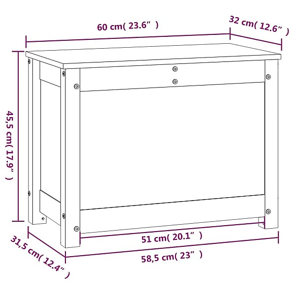 uzglabāšanas kaste, 60x32x45,5 cm, priedes masīvkoks