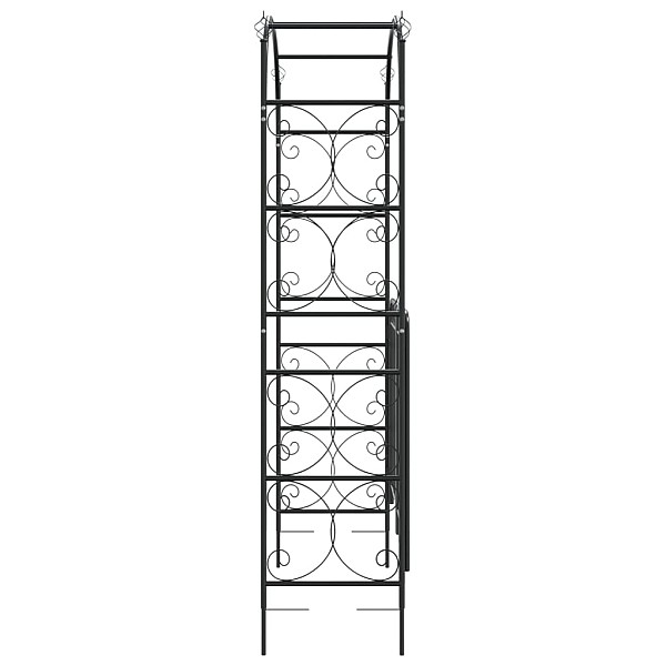 dārza arka ar vārtiem, melna, 108x45x235 cm, tērauds