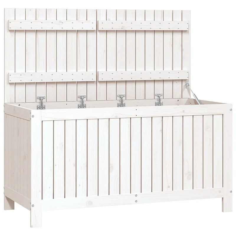 Sodo daiktadėžė, balta, 121x55x64cm, pušies medienos masyvas