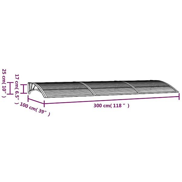 durvju nojume, pelēka, 300x100 cm, polikarbonāts