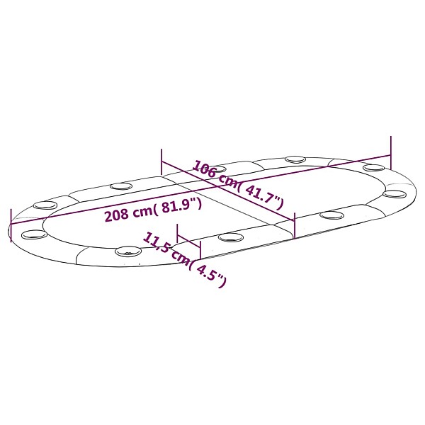 pokera galda virsma 10 personām, saliekama, zaļa, 208x106x3 cm