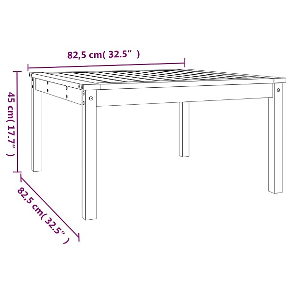 dārza galds, 82,5x82,5x45 cm, priedes masīvkoks