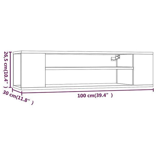 piekarams TV skapītis, pelēks, 100x30x26,5cm, inženierijas koks