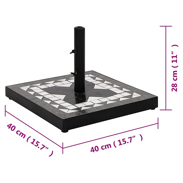 saulessarga pamatne, 12 kg, kvadrāta forma, melna ar baltu