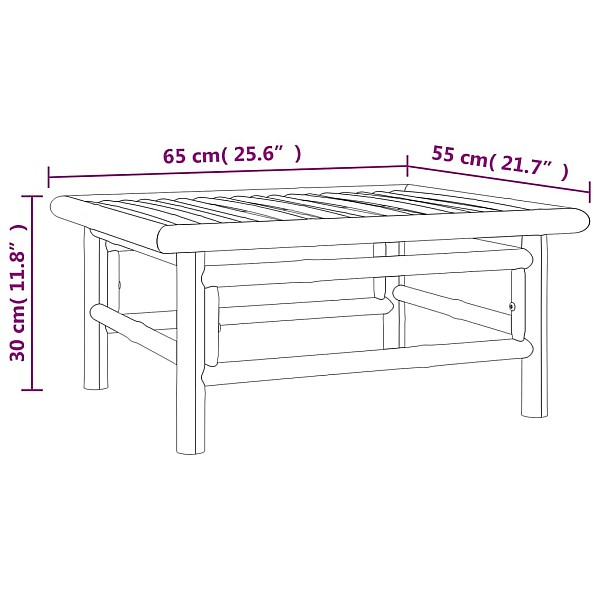 dārza galds, 65x55x30 cm, bambuss