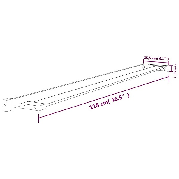 plaukts dušas sienai, melns, 118 cm, alumīnijs