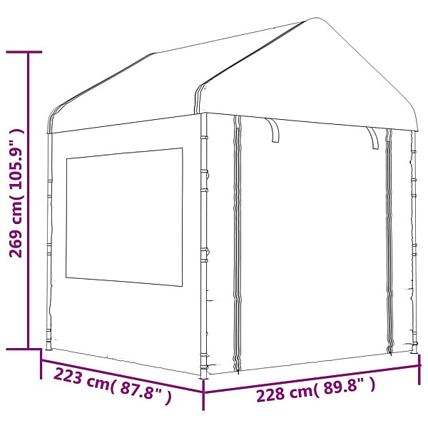 nojume ar jumtu, balta, 2,28x2,23x2,69 m, polietilēns