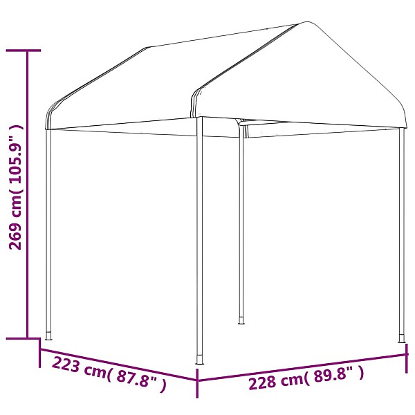 nojume ar jumtu, balta, 2,28x2,23x2,69 m, polietilēns