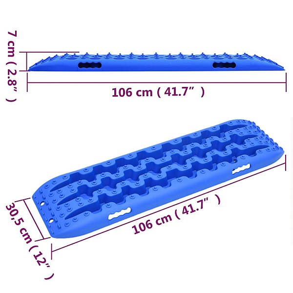 auto izvilkšanas dēļi, 2 gab., 106x30,5x7 cm, neilons, zili