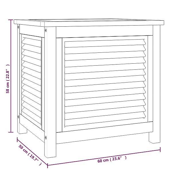 dārza uzglabāšanas kaste ar maisu, 60x50x58 cm, masīvs tīkkoks