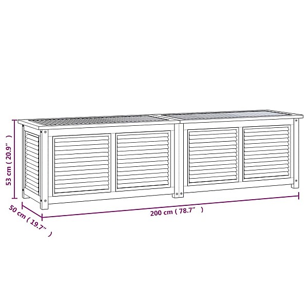 dārza uzglabāšanas kaste ar maisu, 200x50x55 cm, masīvs tīkkoks