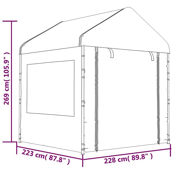 nojume ar jumtu, balta, 13,38x2,28x2,69 m, polietilēns