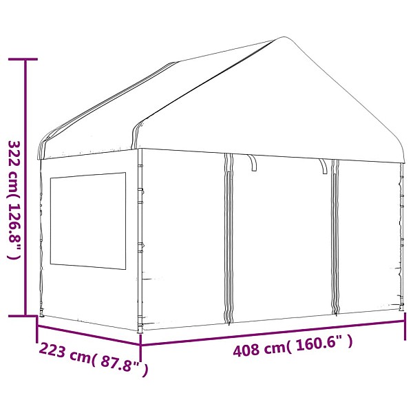 nojume ar jumtu, balta, 6,69x4,08x3,22 m, polietilēns