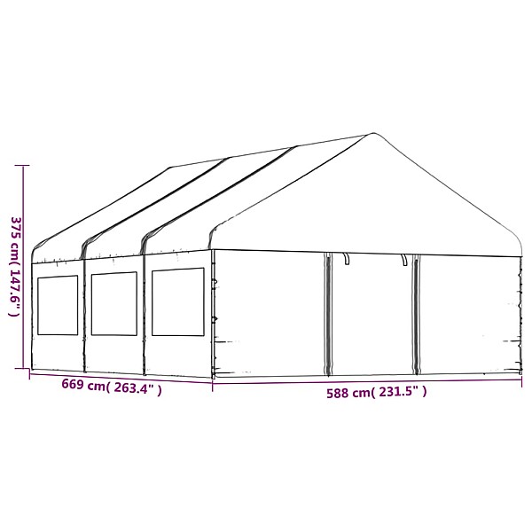 nojume ar jumtu, balta, 6,69x5,88x3,75 m, polietilēns