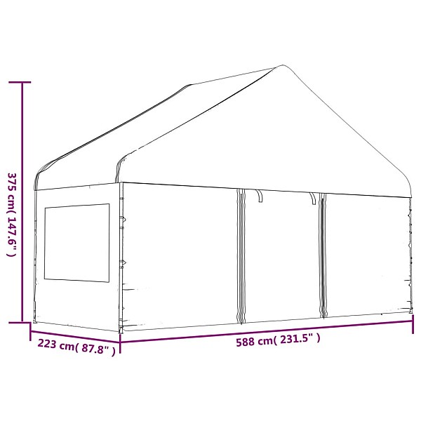 nojume ar jumtu, balta, 8,92x5,88x3,75 m, polietilēns