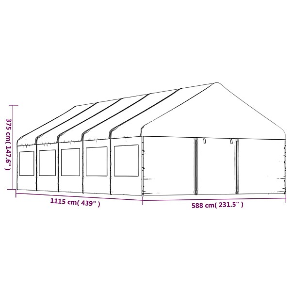 nojume ar jumtu, balta, 11,15x5,88x3,75 m, polietilēns