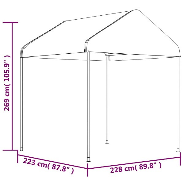 nojume ar jumtu, balta, 20,07x2,28x2,69 m, polietilēns