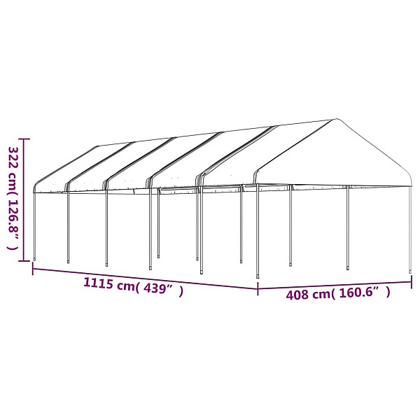 nojume ar jumtu, balta, 11,15x4,08x3,22 m, polietilēns