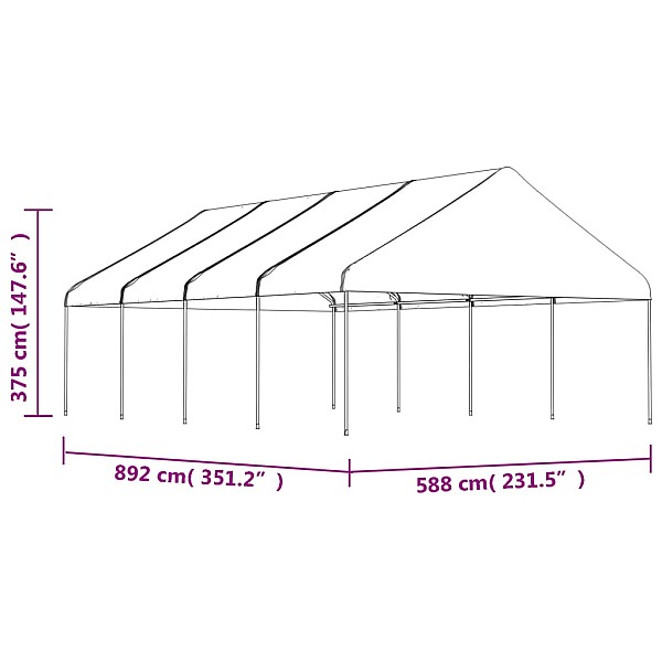 nojume ar jumtu, balta, 8,92x5,88x3,75 m, polietilēns