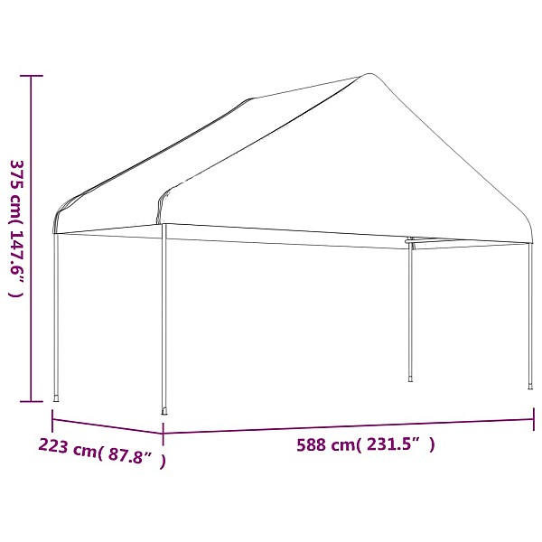 nojume ar jumtu, balta, 8,92x5,88x3,75 m, polietilēns