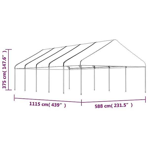 nojume ar jumtu, balta, 11,15x5,88x3,75 m, polietilēns