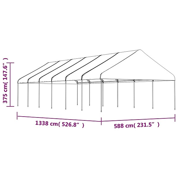 nojume ar jumtu, balta, 13,38x5,88x3,75 m, polietilēns