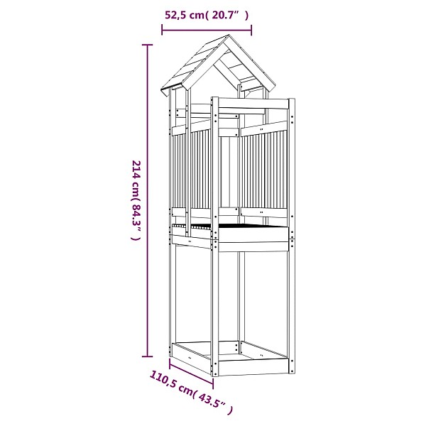 rotaļu tornis, 52,5x110,5x214 cm, priedes masīvkoks