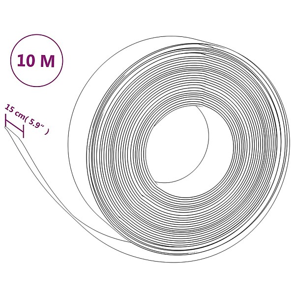 dārza apmale, melna, 10 m, 15 cm, polietilēns