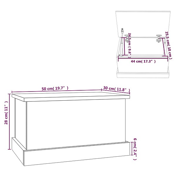 uzglabāšanas kaste, pelēka, 50x30x28 cm, inženierijas koks