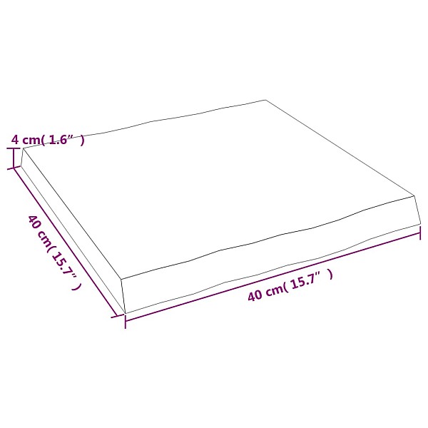 galda virsma, 40x40x(2-4) cm, masīvkoks, dabīgas formas mala