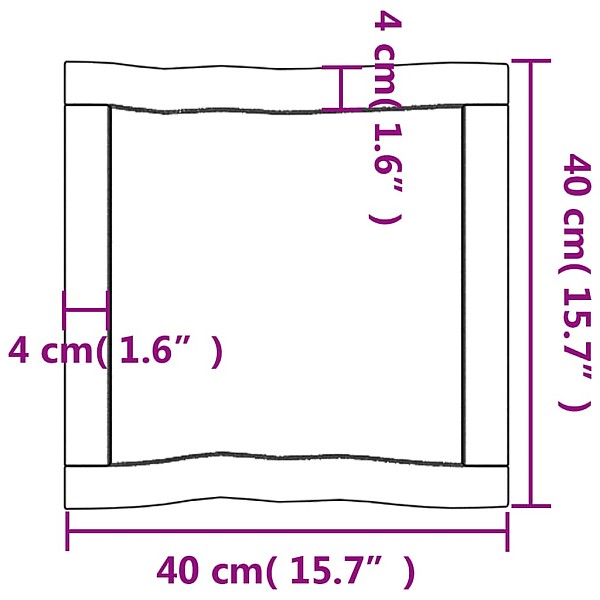 galda virsma, 40x40x(2-4) cm, masīvkoks, dabīgas formas mala