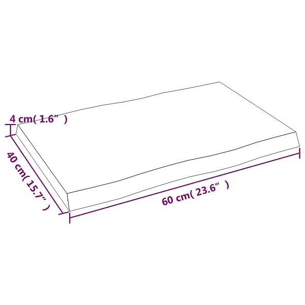 galda virsma, 60x40x(2-4) cm, masīvkoks, dabīgas formas mala