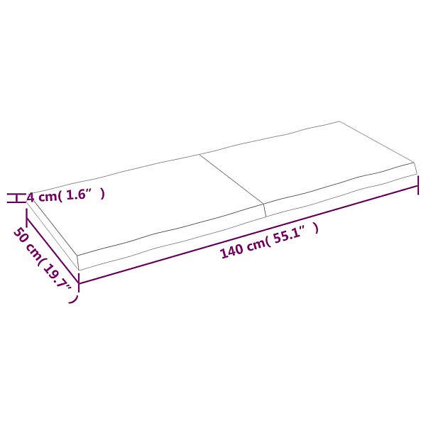 galda virsma, 140x50x(2-4) cm, masīvkoks, dabīgas formas mala