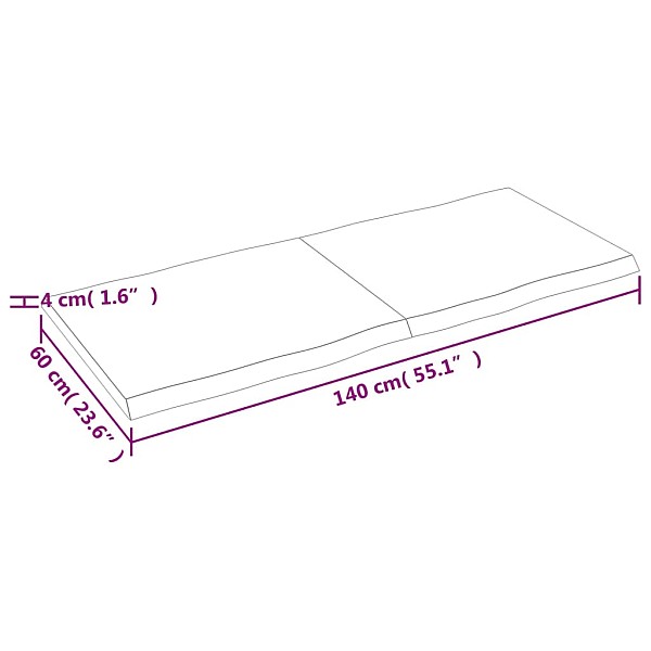 galda virsma, 140x60x(2-4) cm, masīvkoks, dabīgas formas mala