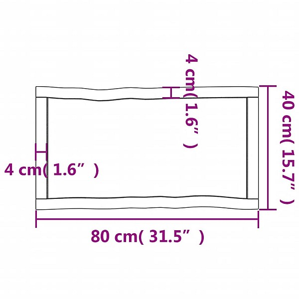 galda virsma, tumši brūna, 80x40x(2-4) cm, ozola masīvkoks